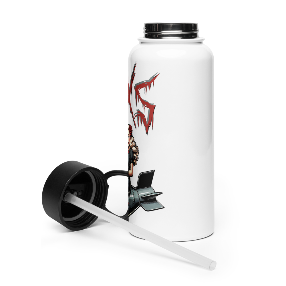 AMXS Stainless steel water bottle with a straw lid