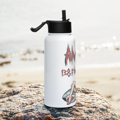 AMXS Stainless steel water bottle with a straw lid