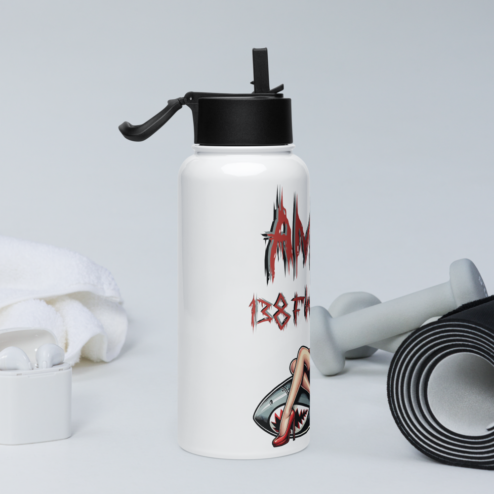 AMXS Stainless steel water bottle with a straw lid